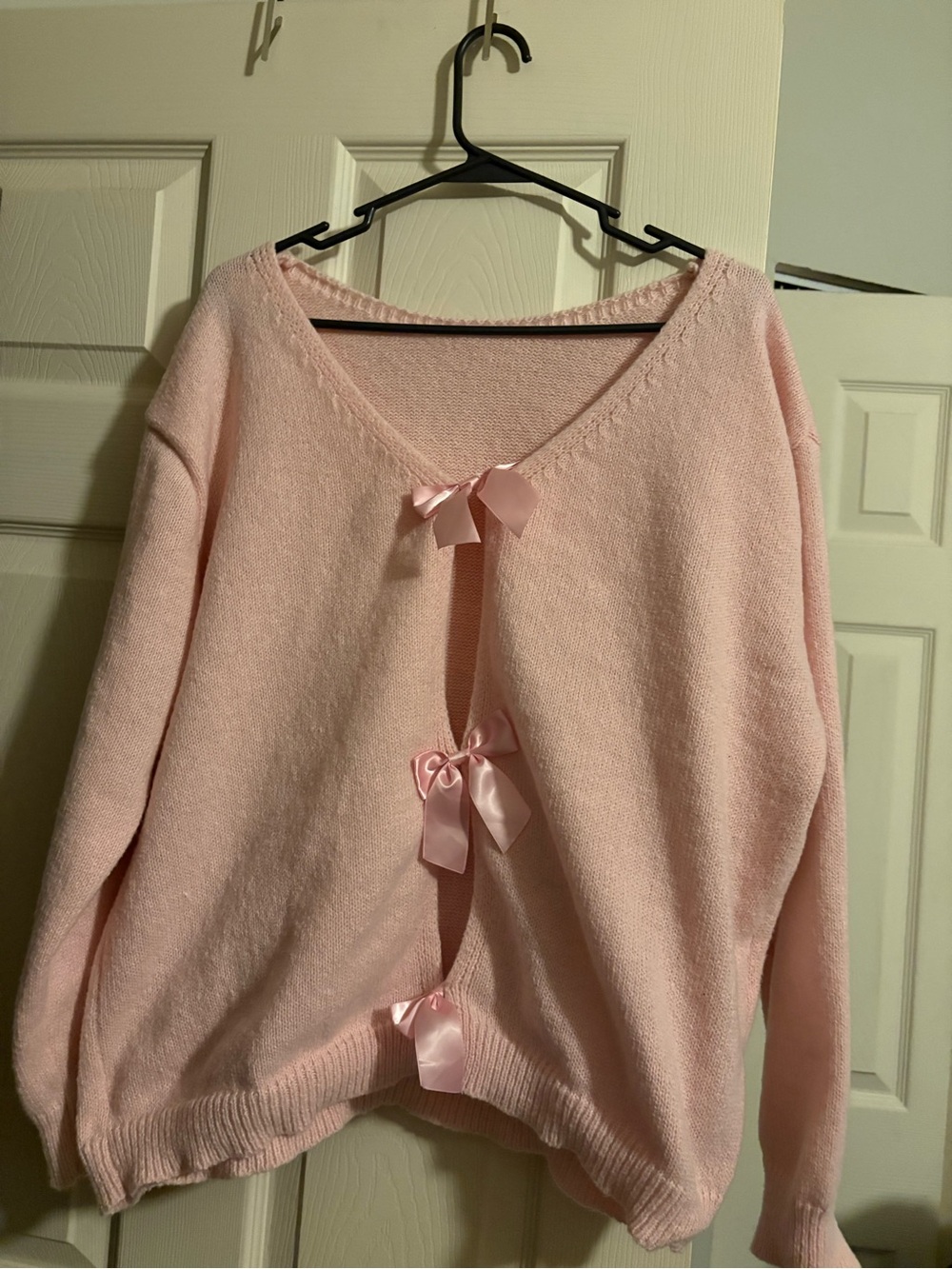 Soft Pink Bow-Back Women's Sweater